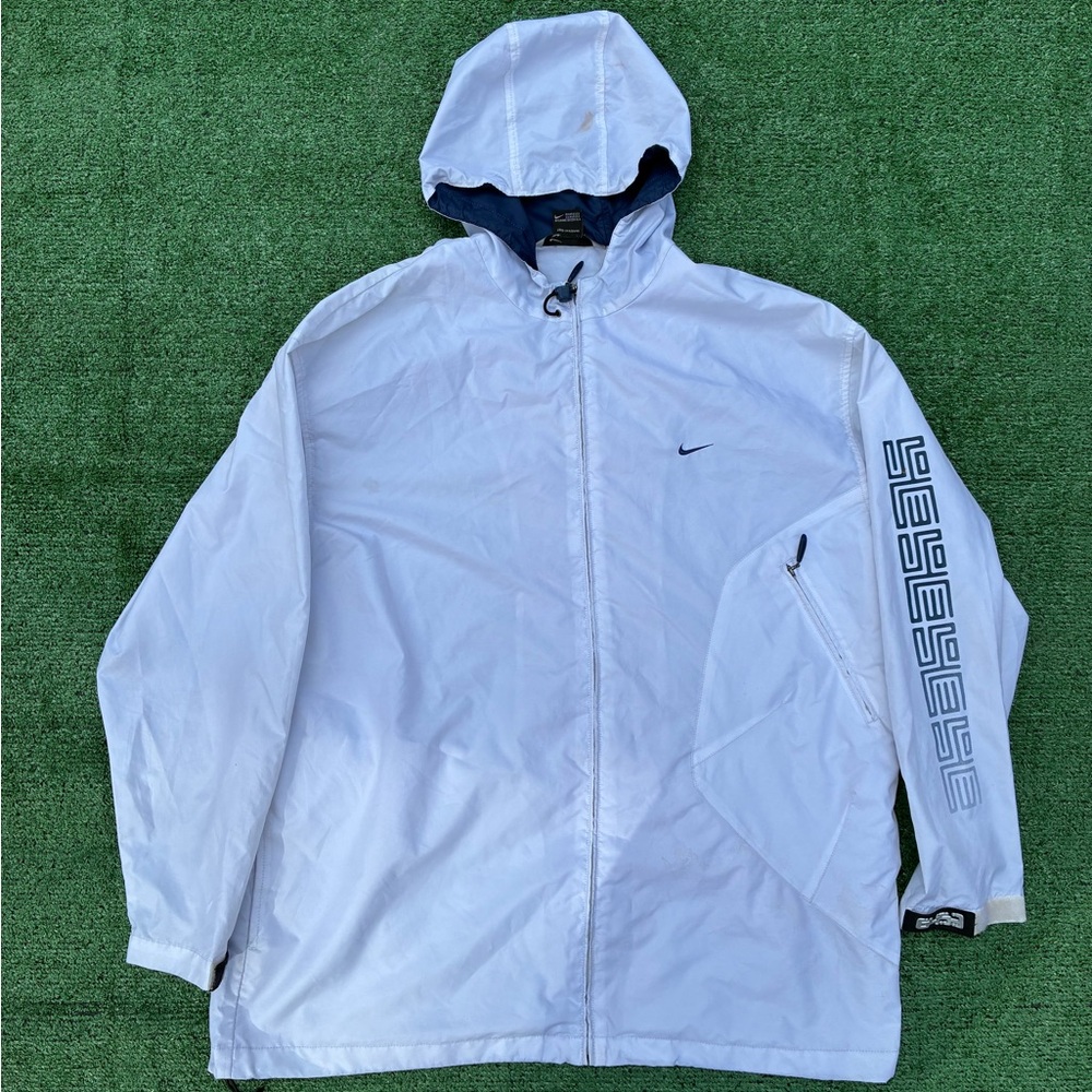 Nike White Jacket with Black Sleeve Pattern